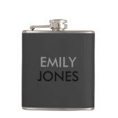 Elegant eenvoudig zwart en grijs gepersonaliseerd heupfles (Voorkant)