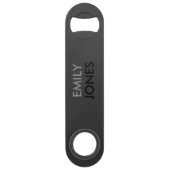 Elegant eenvoudig zwart en grijs gepersonaliseerd speed flessenopener (Voorkant)