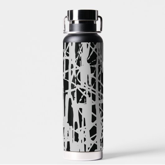 Elegant eenvoudig zwart en grijs waterfles (Achterkant)