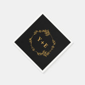 Elegant Eenvoudig Zwart Goud Monogrammed Bruiloft Servet (Hoek)