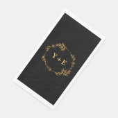 Elegant Eenvoudig Zwart Goud Monogrammed Bruiloft Servet (Hoek)