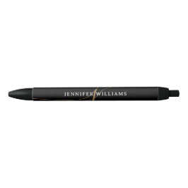 Elegant Eenvoudig Zwart & Goud Schrift Monogram Zwarte Inkt Pen