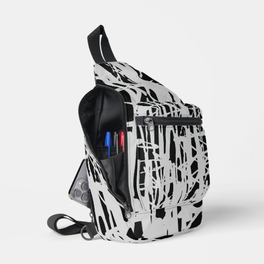 Elegant Eenvoudig Zwart & Grijs Sling Bag (Open)