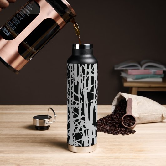 Elegant Eenvoudig Zwart & Grijs Waterfles (Koffie)