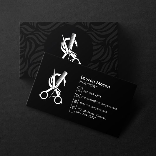 Elegant Eenvoudig Zwart Haarstylist Haardressoir Visitekaartje