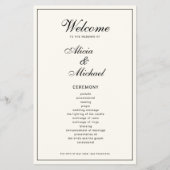 Elegant eenvoudig zwart ivoor trouwprogramma met b flyer (Voorkant)