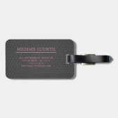 Elegant eenvoudig zwart metaal Monogrammen persona Bagagelabel (Achterkant horizontaal)