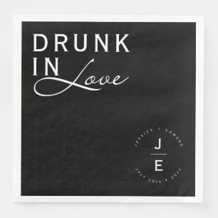 Elegant Eenvoudig Zwart Monogram Modern Chique Sch Servet