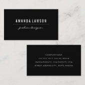 Elegant Eenvoudig Zwart Visitekaartje (Voorkant / Achterkant)