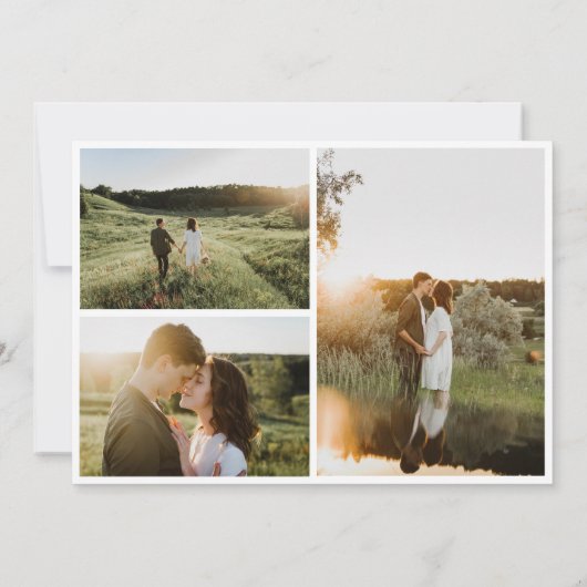 Elegant eenvoudig zwart-wit 4 foto Verloving Save The Date (Achterkant)