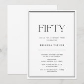 Elegant Eenvoudig Zwart & Wit 50ste Verjaardag Kaart (Voorkant / Achterkant)