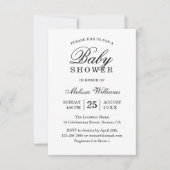 Elegant eenvoudig zwart-wit Baby shower Kaart (Voorkant)