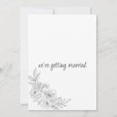 Elegant eenvoudig zwart wit bloemenbruiloft kaart (Achterkant)