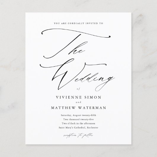 Elegant Eenvoudig Zwart-wit Budget Bruiloft (Voorkant)