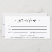 Elegant eenvoudig zwart-wit cadeaubon voor bedrijv (Achterkant)