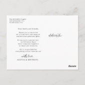 Elegant eenvoudig zwart-wit dank je briefkaart (Achterkant)