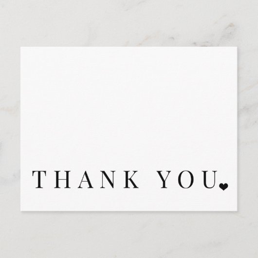 Elegant eenvoudig zwart-wit dank je briefkaart (Voorkant)