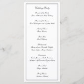 Elegant Eenvoudig Zwart Wit Formeel Monogram Huwel Programmakaart (Achterkant)
