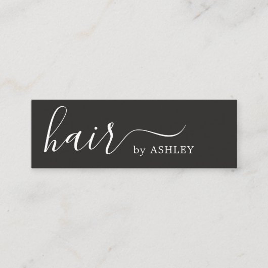 Elegant Eenvoudig Zwart Wit Haar Stylist Mini Visitekaartje (Voorkant)
