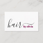 Elegant Eenvoudig Zwart Wit Haar Stylist Visitekaartje (Voorkant)