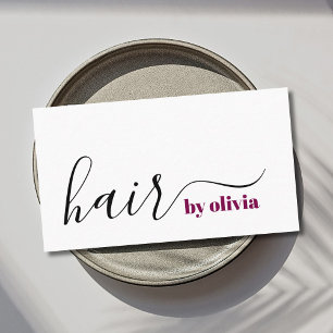 Elegant Eenvoudig Zwart Wit Haar Stylist Visitekaartje