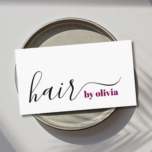 Elegant Eenvoudig Zwart Wit Haar Stylist Visitekaartje