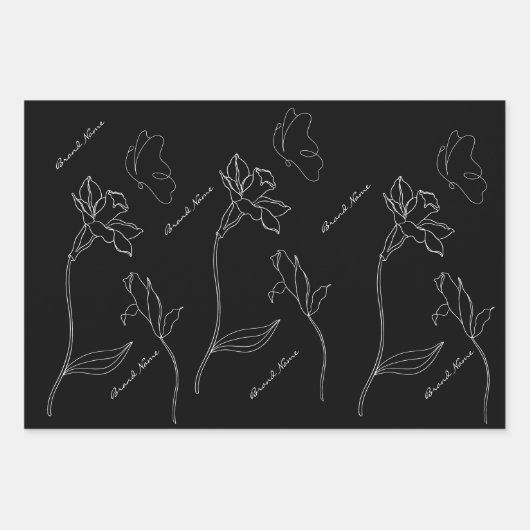 Elegant eenvoudig zwart-wit inpakpapier vel (Voorkant 2)