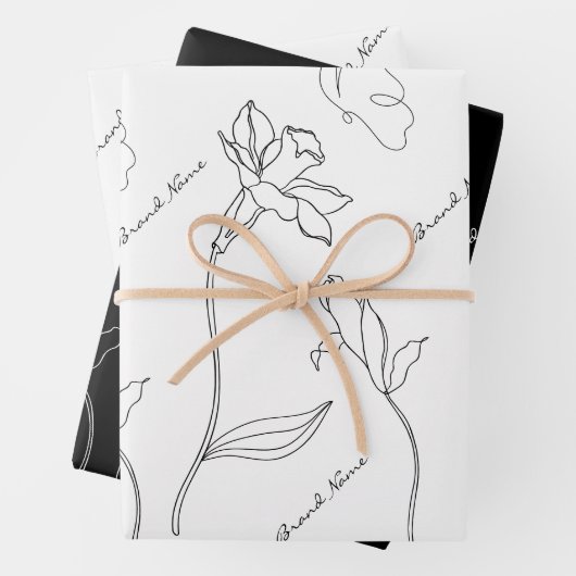 Elegant eenvoudig zwart-wit inpakpapier vel (In situ)