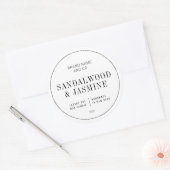 Elegant Eenvoudig Zwart & Wit Kaars Productlabel Ronde Sticker (Envelop)