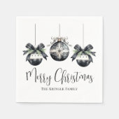 Elegant eenvoudig zwart wit kerstfeest servet (Voorkant)