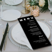 Elegant Eenvoudig Zwart Wit Klassiek Bruiloft Menu