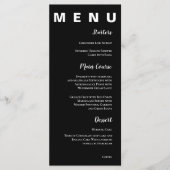 Elegant Eenvoudig Zwart Wit Klassiek Bruiloft Menu (Voorkant)