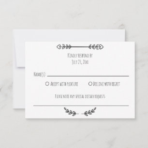 Elegant eenvoudig zwart-wit minimalistisch RSVP kaartje