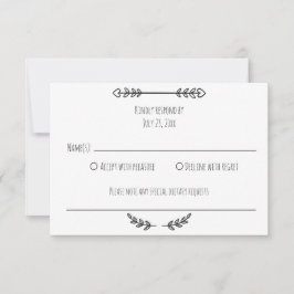 Elegant eenvoudig zwart-wit minimalistisch RSVP kaartje
