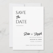 Elegant Eenvoudig Zwart & Wit Modern Fotohuwelijk Save The Date (Voorkant)