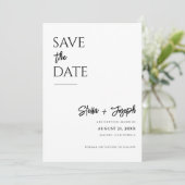 Elegant Eenvoudig Zwart & Wit Modern Fotohuwelijk Save The Date (Staand voorkant)