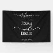 Elegant Eenvoudig Zwart Wit Modern Minimaal Script Spandoek (Horizontaal)