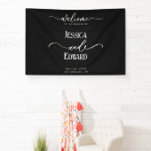 Elegant Eenvoudig Zwart Wit Modern Minimaal Script Spandoek (Insitu)
