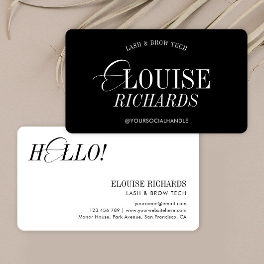 Elegant Eenvoudig Zwart & Wit Nostalgisch Haar Sch Visitekaartje