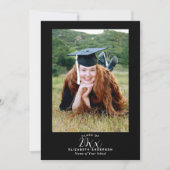 Elegant Eenvoudig Zwart Wit Script Afstuderen Foto Bedankkaart (Voorkant)