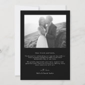 Elegant Eenvoudig Zwart Wit Script Foto Bruiloft Bedankkaart (Achterkant)