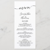 Elegant eenvoudig zwart witscript bruiloft menu (Voorkant)