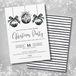 Elegant Eenvoudig Zwart Witte Kerstfeest Party Kaart
