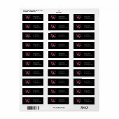 Elegant Eenvoudige Adresetiketten Zwart Roze Initi Etiket (Full Sheet)