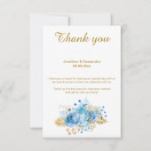 ELEGANT EENVOUDIGE BLAUWE BLOEMEN GOUDEKANT DANKJE KAART (Voorkant)