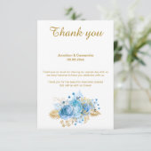 ELEGANT EENVOUDIGE BLAUWE BLOEMEN GOUDEKANT DANKJE KAART (Staand voorkant)