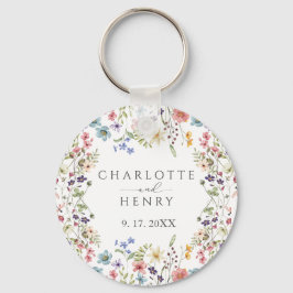 Elegant Eenvoudige Bloemen Wildbloemen Bruiloft Sleutelhanger