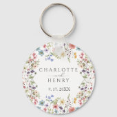 Elegant Eenvoudige Bloemen Wildbloemen Bruiloft Sleutelhanger (Achterkant)