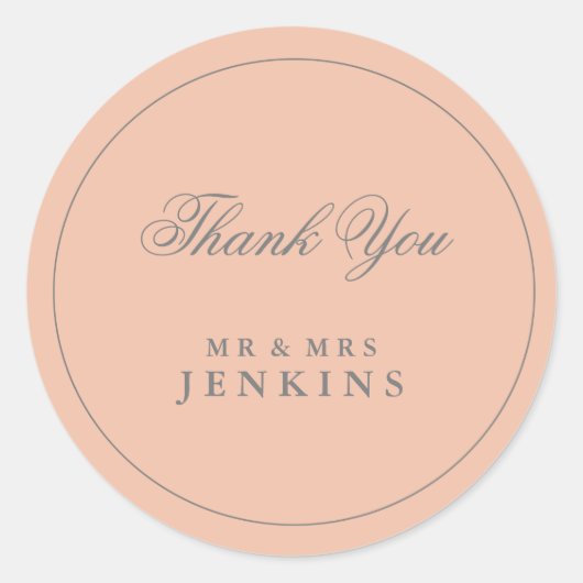 Elegant Eenvoudige Blush Roze Bruiloft Ronde Sticker (Voorkant)