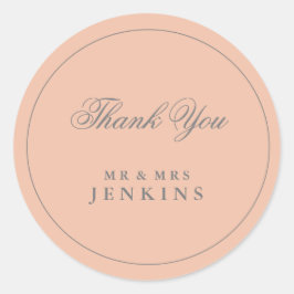 Elegant Eenvoudige Blush Roze Bruiloft Ronde Sticker